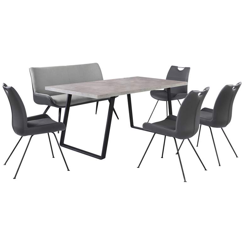 Image 1 Coronado 6 Piece Rectangular Dining Set in Gray Faux Leather and Metal
