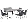 Coronado 6 Piece Rectangular Dining Set in Gray Faux Leather and Metal