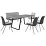 Coronado 6 Piece Rectangular Dining Set in Pewter Faux Leather and Metal