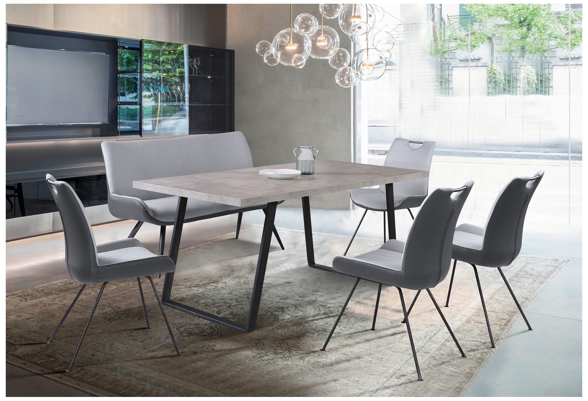 Image 7 Coronado 62.5 in. Wide Contemporary Bench in Gray Fabric With 4 Legs more views