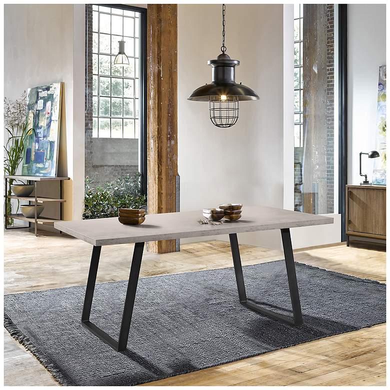 Image 6 Coronado 71 in. Dining Table in Gray Powder Coated Finish, Cement Gray Top more views