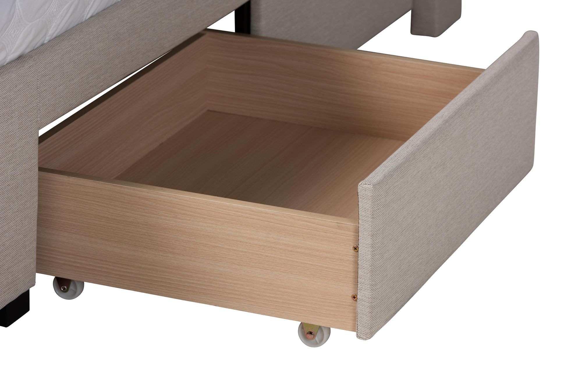 Image 4 Coronado Beige Tufted Fabric 3-Drawer Full Platform Bed more views