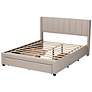Coronado Beige Tufted Fabric 3-Drawer Full Platform Bed