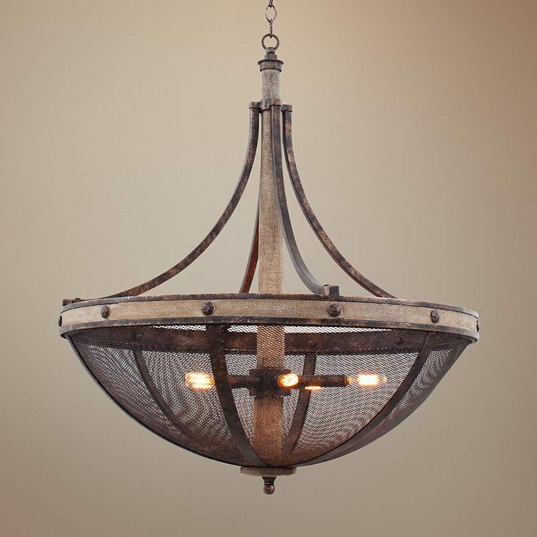 Image 1 Coronado Florence Gold Wrought Iron 31"W 6-Light Pendant