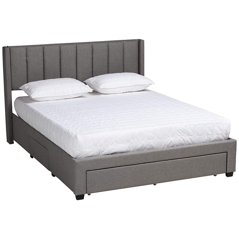 Image 2 Coronado Gray Tufted Fabric 3-Drawer Full Platform Bed