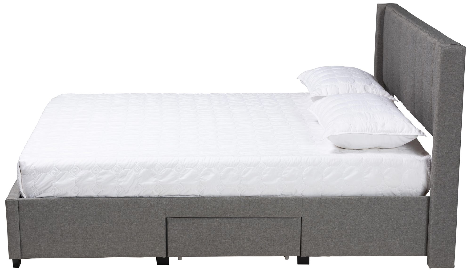 Coronado Gray Tufted Fabric 3-Drawer Full Platform Bed