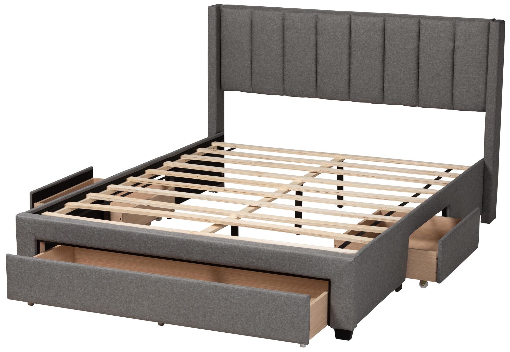 Coronado Gray Tufted Fabric 3-Drawer Full Platform Bed