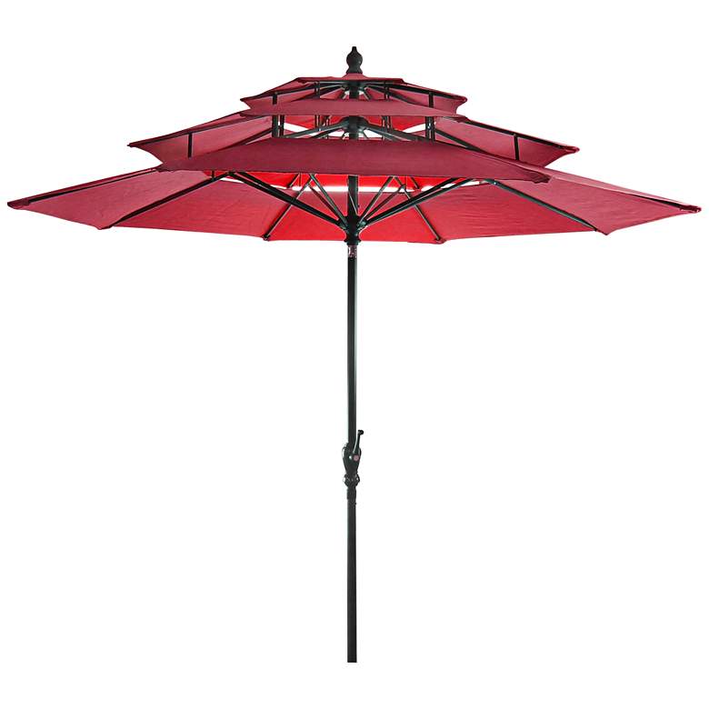 Image 1 Coronado Red 9&#39; Steel 3-Tier Umbrella