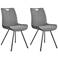 Coronado Set of 2 Dining Chairs in Pewter Fabric and Gray Powder Coated