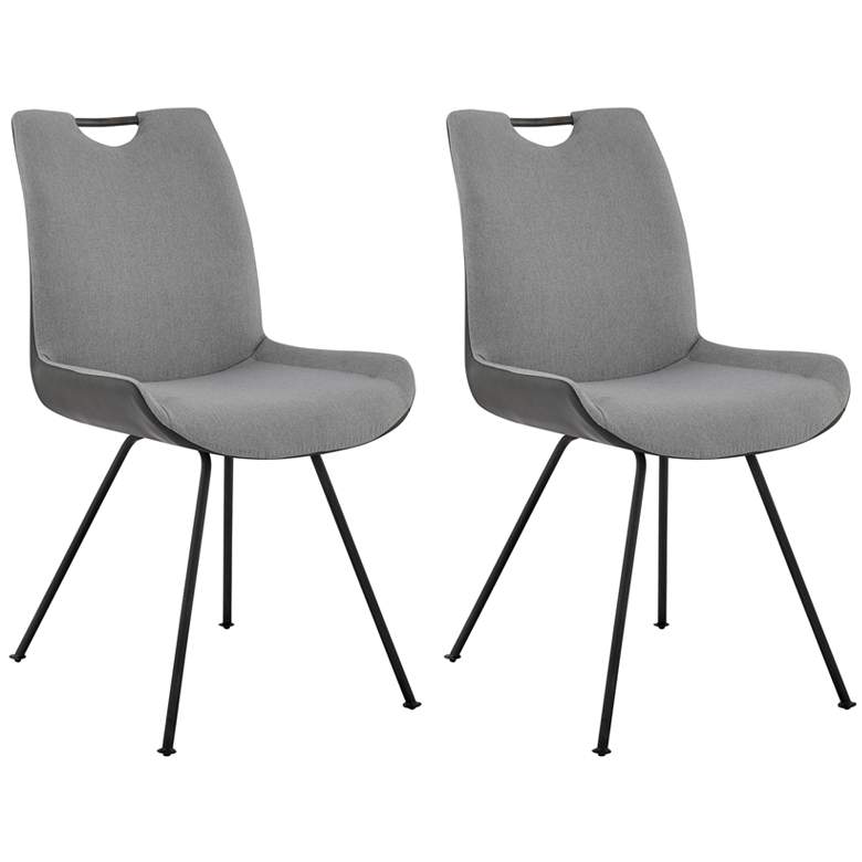 Image 1 Coronado Set of 2 Dining Chairs in Pewter Fabric and Gray Powder Coated