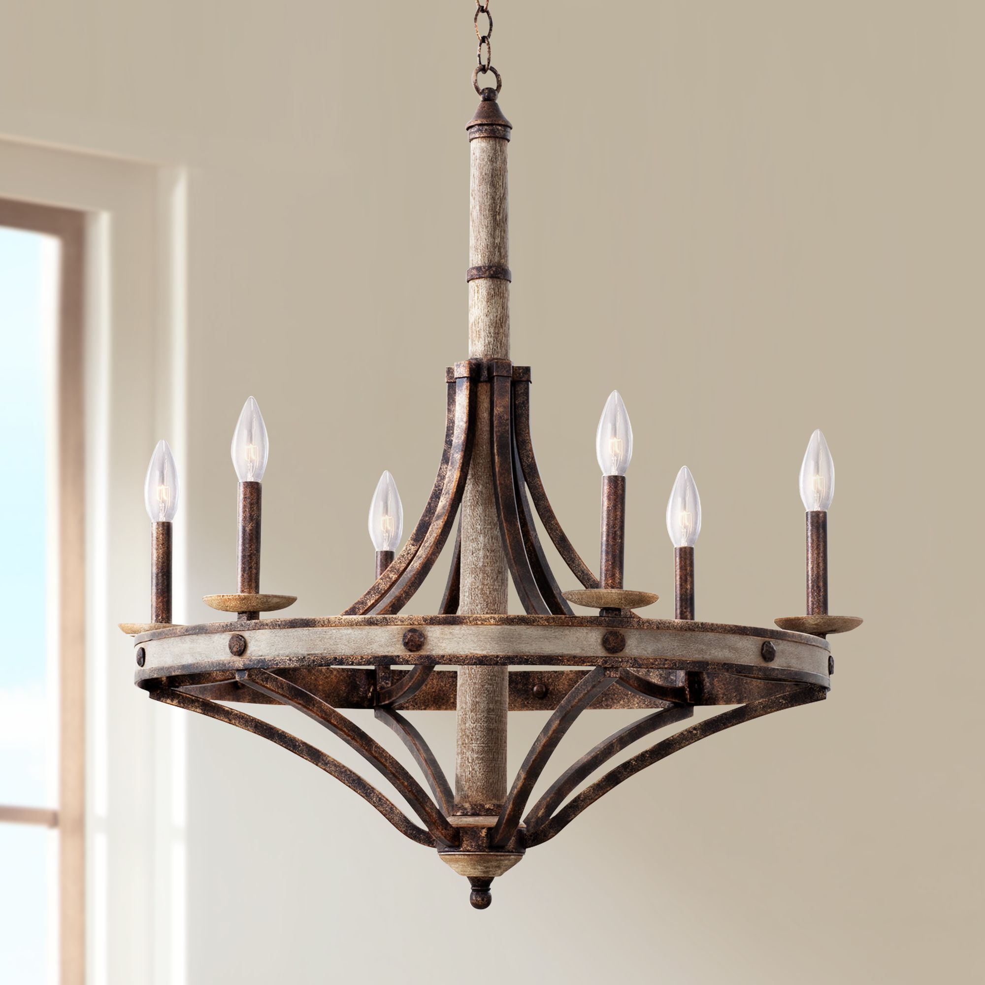 6 light rustic chandelier