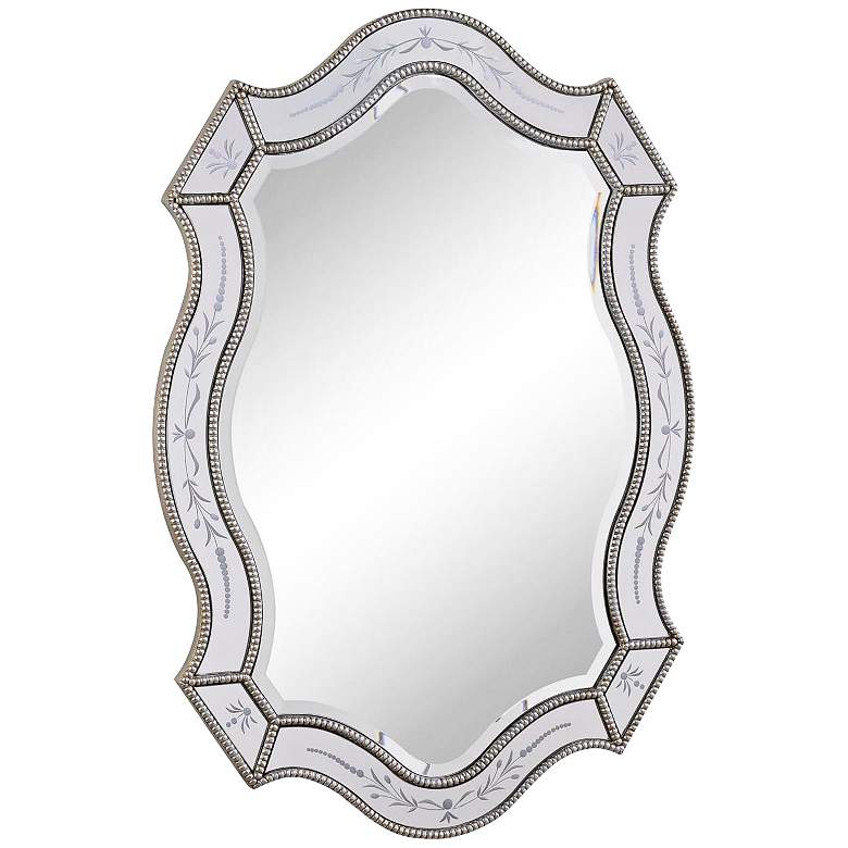 Image 1 Corone Etched Glass 28 inch x 40 inch Wall Mirror