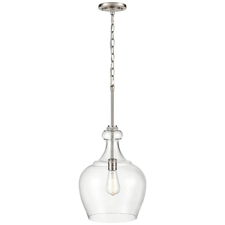 Image 3 Corra 12" Wide Brushed Nickel Mini Pendant with Clear Glass more views
