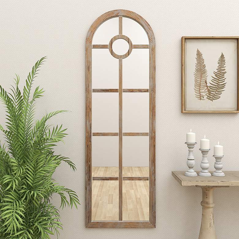 Image 1 Correa Distressed Brown 23" x 72" Arched Top Wall Mirror