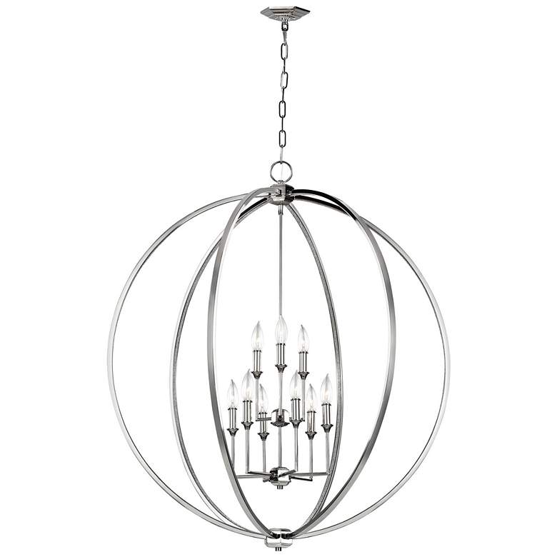 Image 1 Corrine 36 inch Wide Polished Nickel 9-Light Orb Pendant