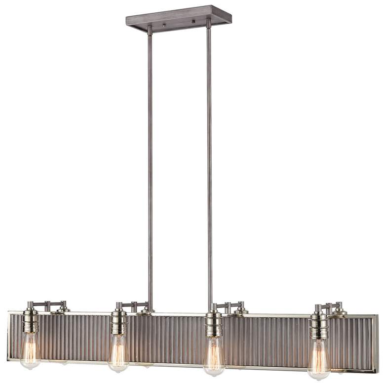 Image 1 Corrugated Steel 43" Wide 8-Light Chandelier - Weathered Zinc