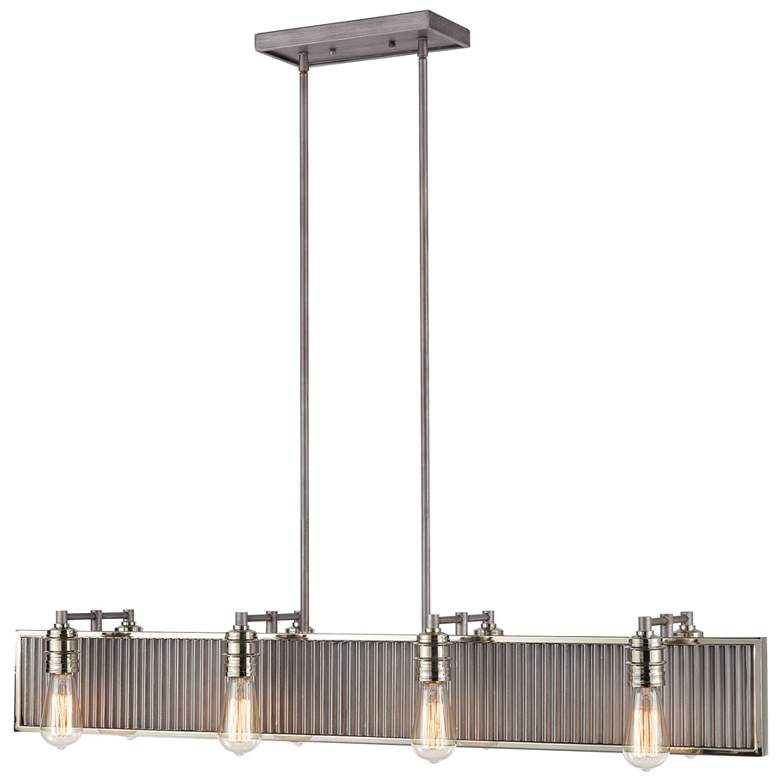 Image 1 Corrugated Steel 43 inch Wide 8-Light Chandelier - Weathered Zinc