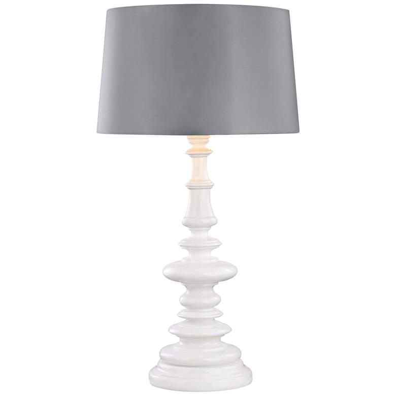 Image 1 Corsage Gloss White with Silver Shade Outdoor Table Lamp