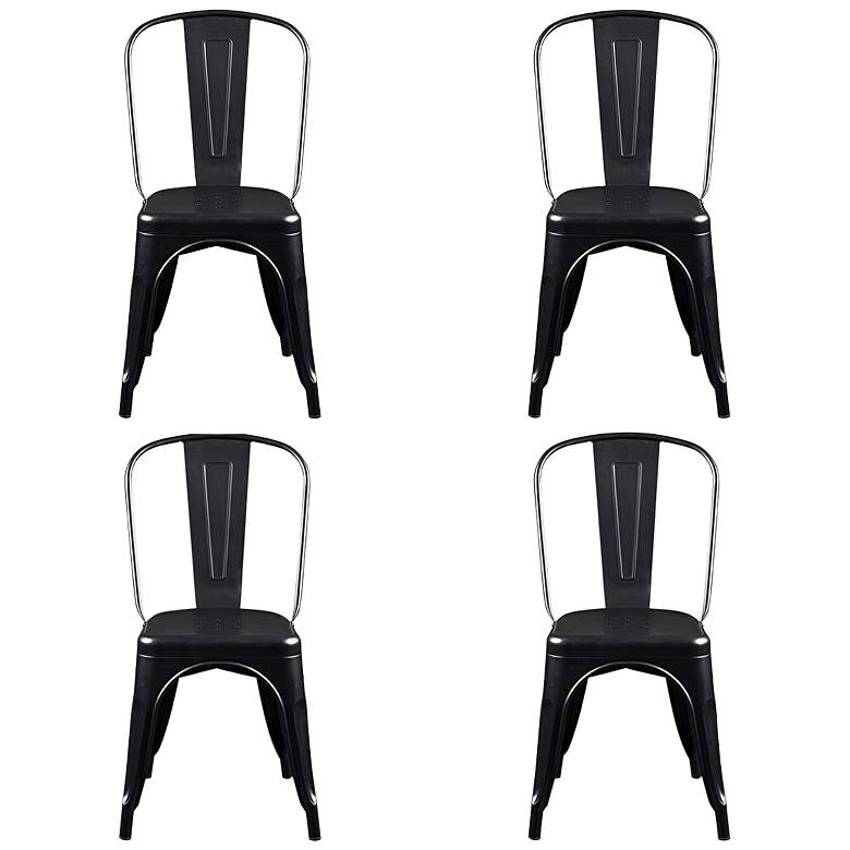 Image 1 Corsair Black Metal Stacking Side Chairs Set of 4