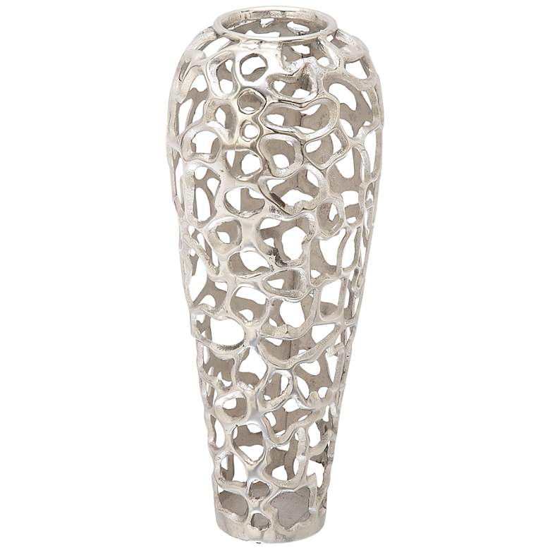 Image 2 Corsi I Metallic Polished Silver Metal 25" High Coral Vase