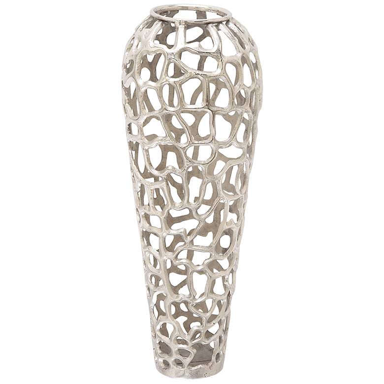 Image 2 Corsi II Metallic Polished Silver Metal 33 inch High Coral Vase