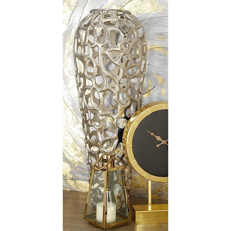 Image 3 Corsi II Metallic Polished Silver Metal 33 inch High Coral Vase more views