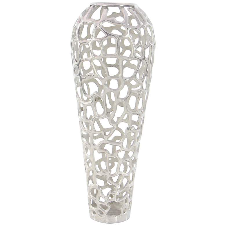 Image 6 Corsi II Metallic Polished Silver Metal 33 inch High Coral Vase more views