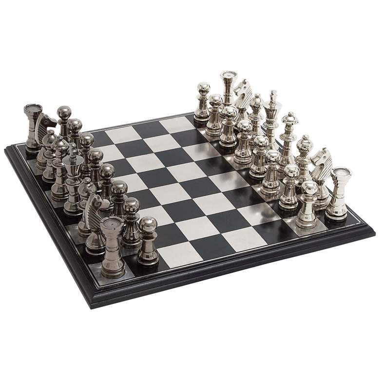 Image 2 Corsi Polished Silver and Black Chess Sets