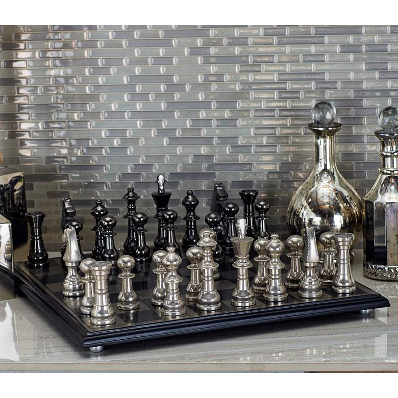 Image 1 Corsi Polished Silver and Black Chess Sets