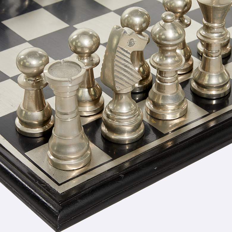 Corsi Polished Silver and Black Chess Sets more views