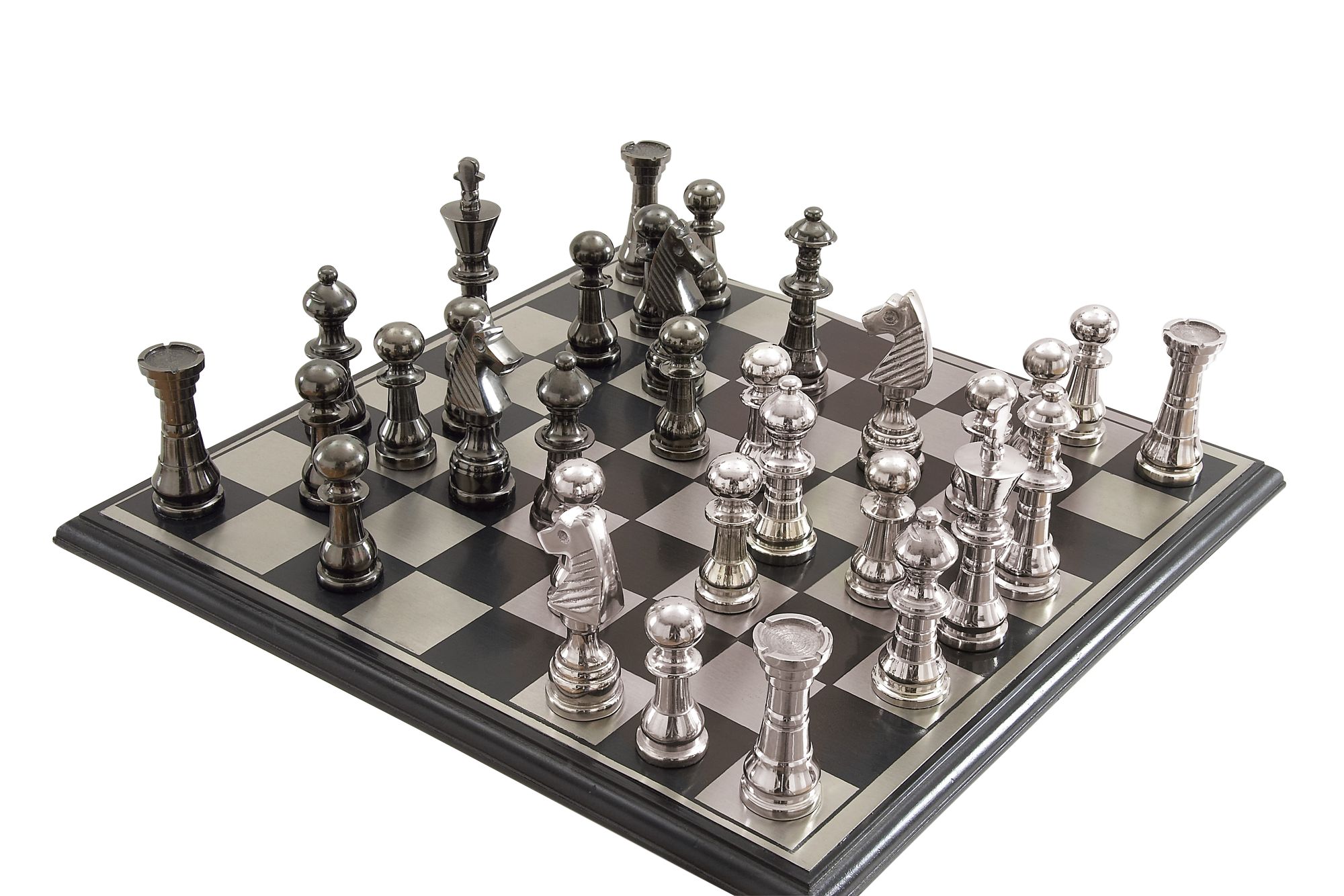 Image 4 Corsi Polished Silver and Black Chess Sets more views
