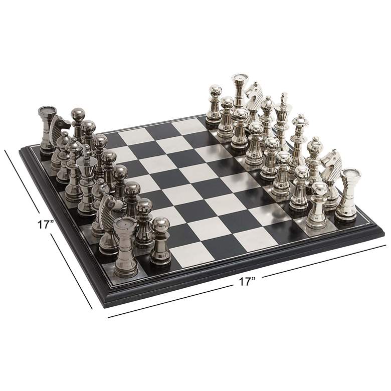 Image 5 Corsi Polished Silver and Black Chess Sets more views