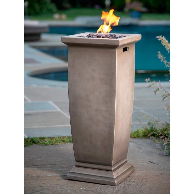 Image 1 Corsica 28 inch High Gradient Gray Gas Outdoor Fire Column