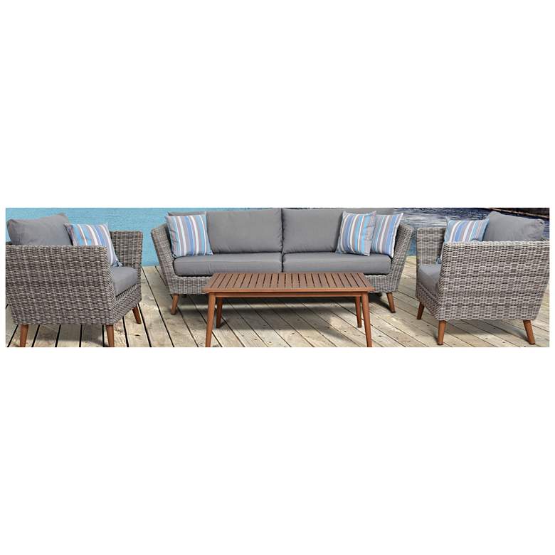 Image 1 Corsica Distressed Gray Wicker 4-Piece Outdoor Patio Set