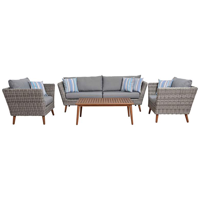 Image 2 Corsica Distressed Gray Wicker 4-Piece Outdoor Patio Set more views