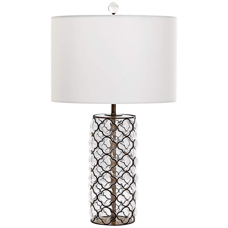 Image 1 Corsica Small Iron Lattice Overlay Clear Glass Table Lamp