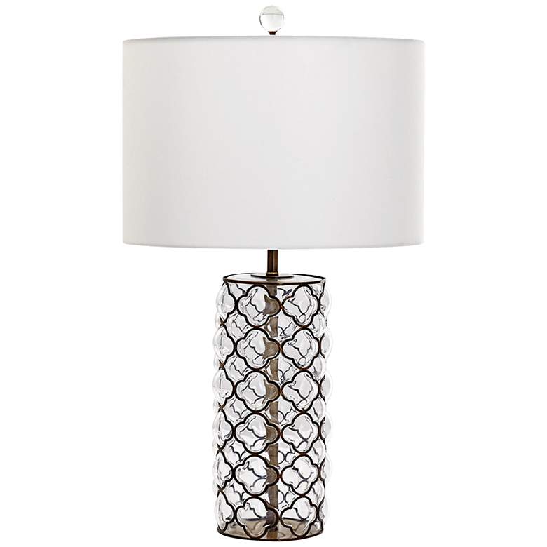 Image 1 Corsica Small Iron Lattice Overlay Clear Glass Table Lamp