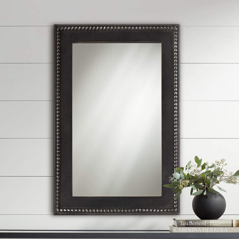 Image 1 Corson Black Beaded 24" x 36" Rectangular Wall Mirror