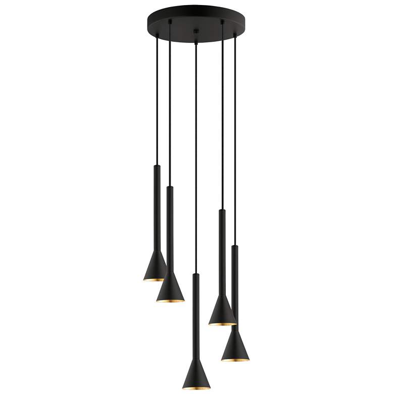 Image 1 Cortaderas - 5-Light Circular Staircase Pendant - Matte Black and Gold