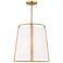 Cortes 18" Wide Satin Brass Pendant Light w/ Linen Shade