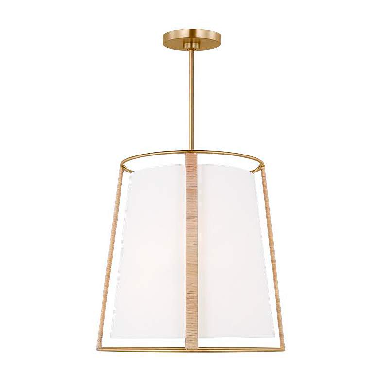 Image 3 Cortes 18" Wide Satin Brass Pendant Light w/ Linen Shade more views