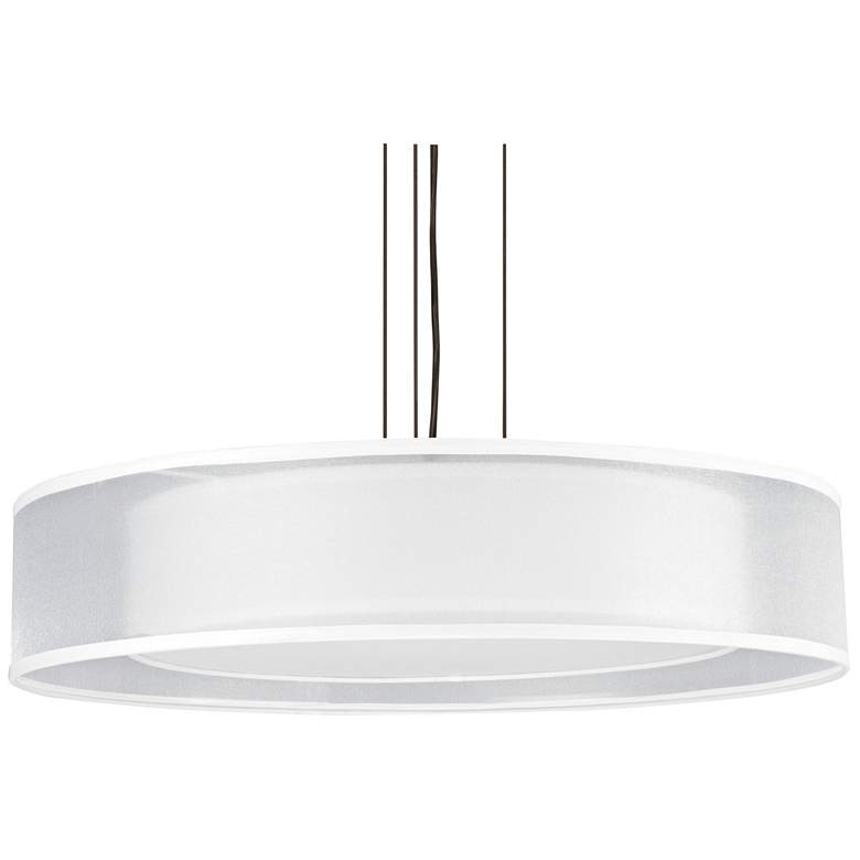 Image 1 Cortez 30" LED Pendant - Satin Nickel Metal - White/White Shade
