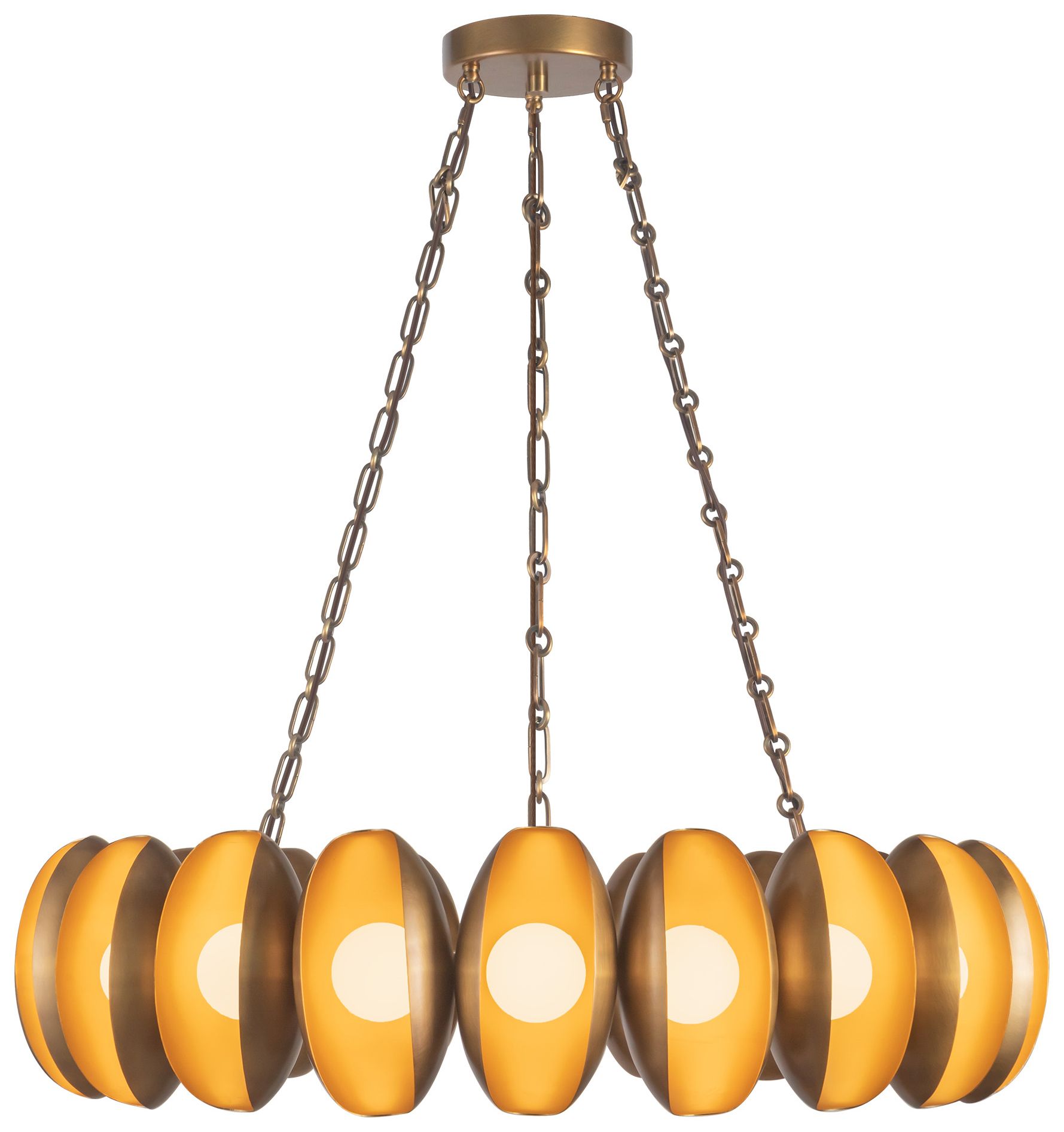 Cortez 37-in Vintage Brass dimmable LED Chandelier