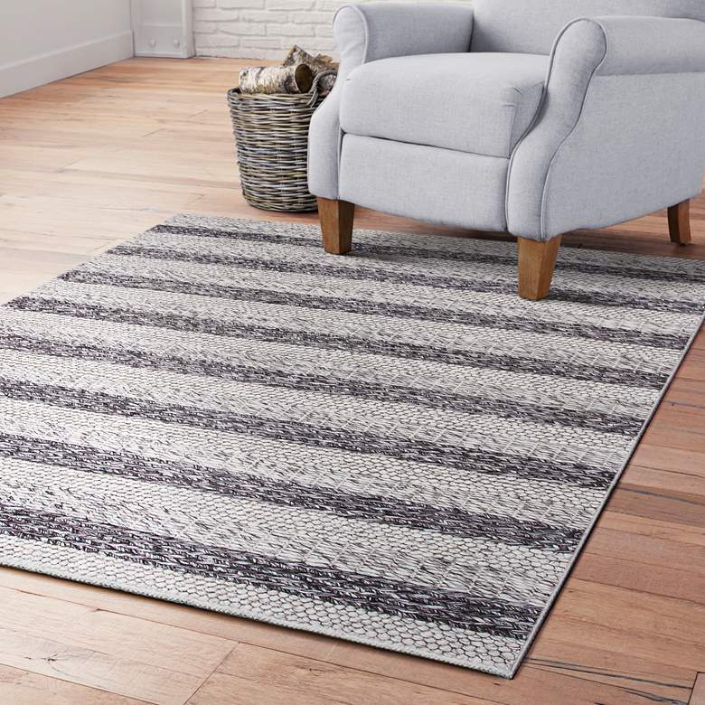 Image 1 Cortico 6158 5&#39;x7&#39; Gray and White Landscape Wool Area Rug
