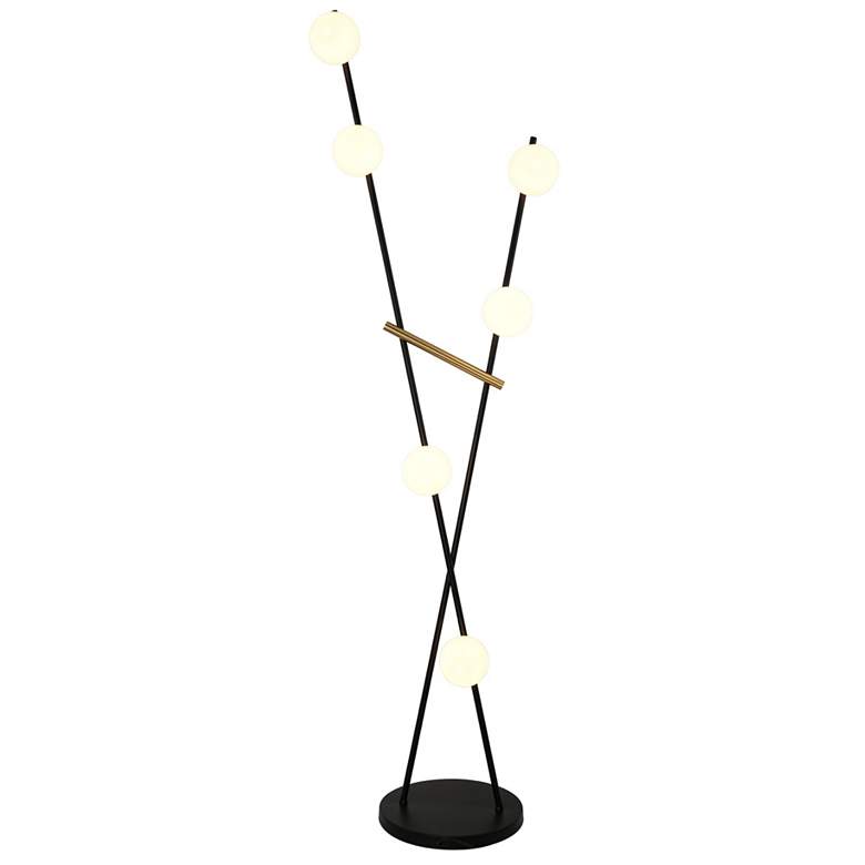 Image 1 Cortina 65.35" High 6-Light Black Floor Lamp w/ White Shade