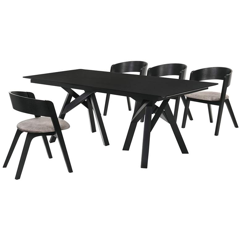 Image 1 Cortina and Jackie 5 Piece Rectangular Dining Set in Black Mdf, Rubberwood