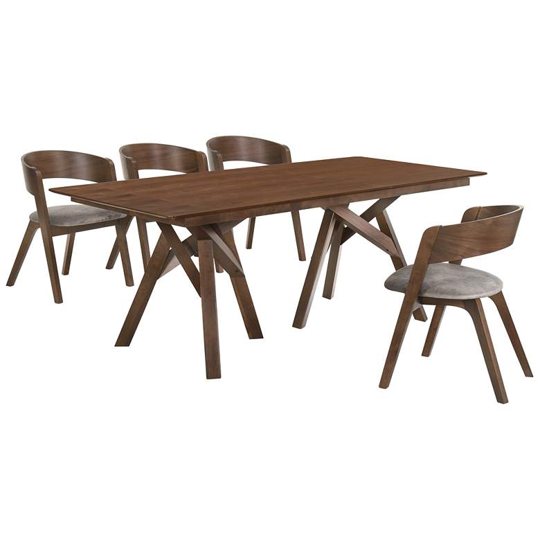 Image 1 Cortina and Jackie 5 Piece Rectangular Dining Set in Walnut Mdf, Rubberwood