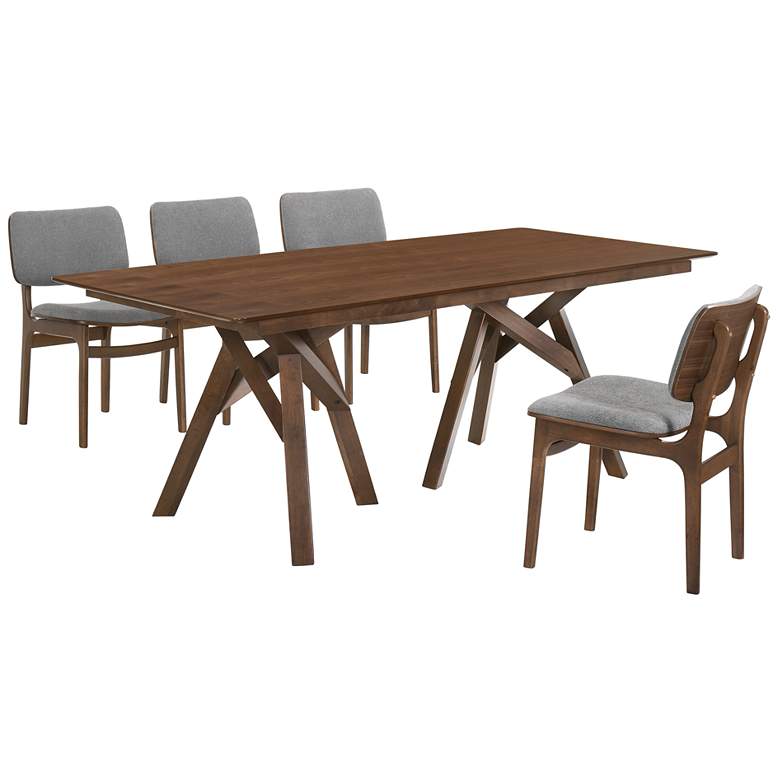 Image 1 Cortina and Lima 5 Piece Rectangular Dining Set in Walnut Mdf, Rubberwood