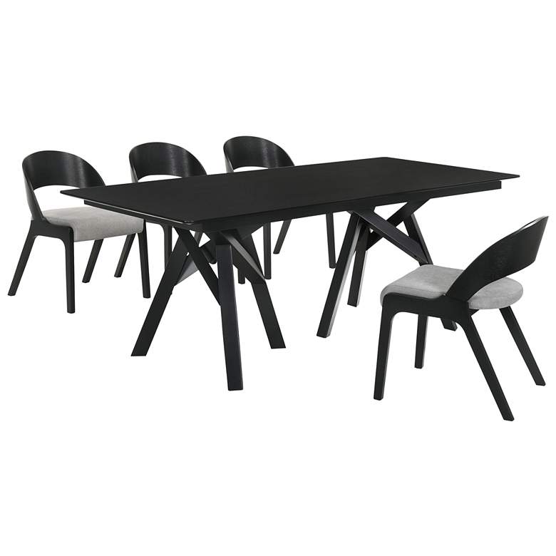 Image 1 Cortina and Polly 5 Piece Rectangular Dining Set in Black Mdf, Rubberwood