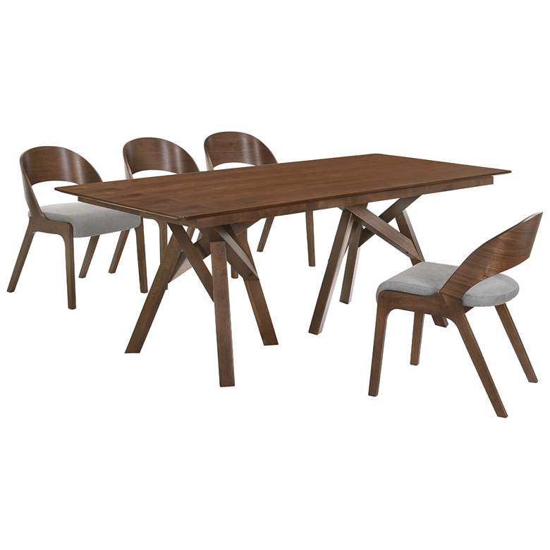Image 1 Cortina and Polly 5 Piece Rectangular Dining Set in Walnut Mdf, Rubberwood
